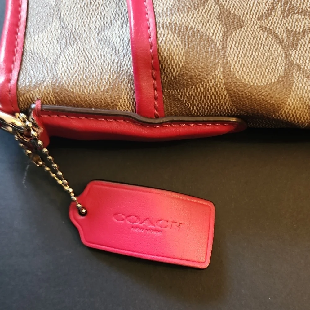 Coach Signature Crossbody‎ Shoulder Bag in Khaki & Pink